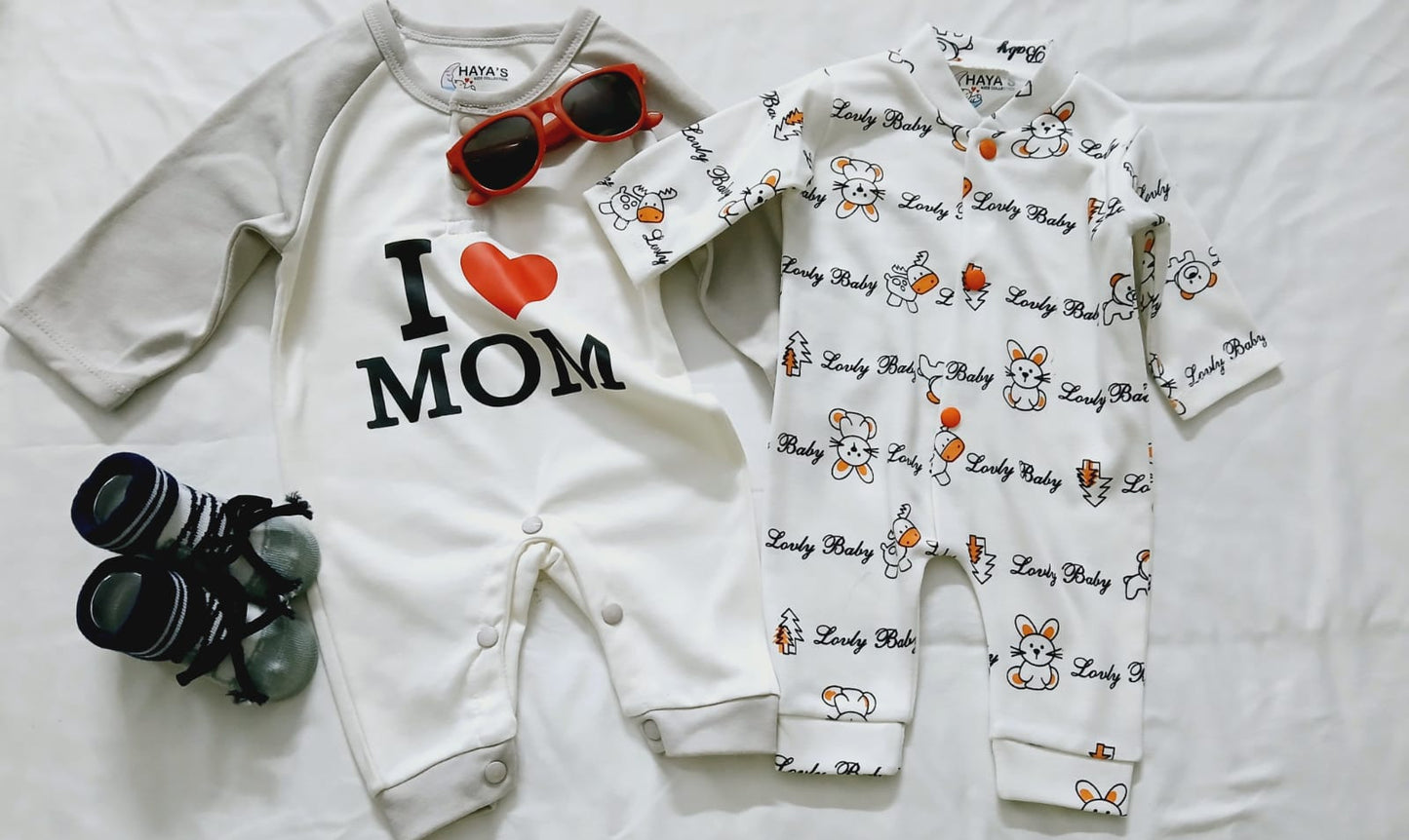 Set two Rompers with sunglasses and bootees