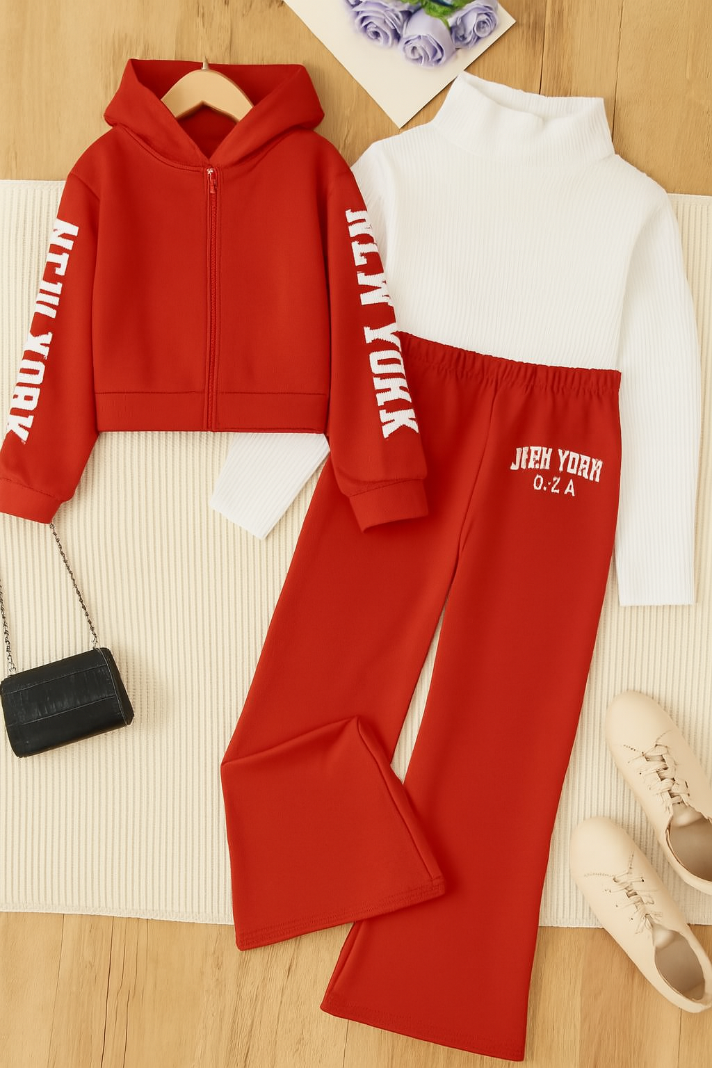 Print Sweatshirt  Three-Piece Set, Perfect for Outdoor (size chat in description )