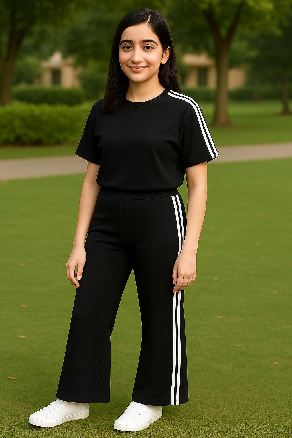 Drop shoulder shirt with bootcut pants Girls( 2 pc set )