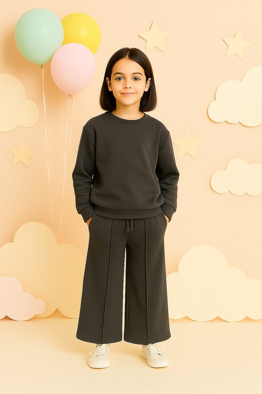 2pcs Set, Spring/Autumn Outfit for Girls Aged 2-12