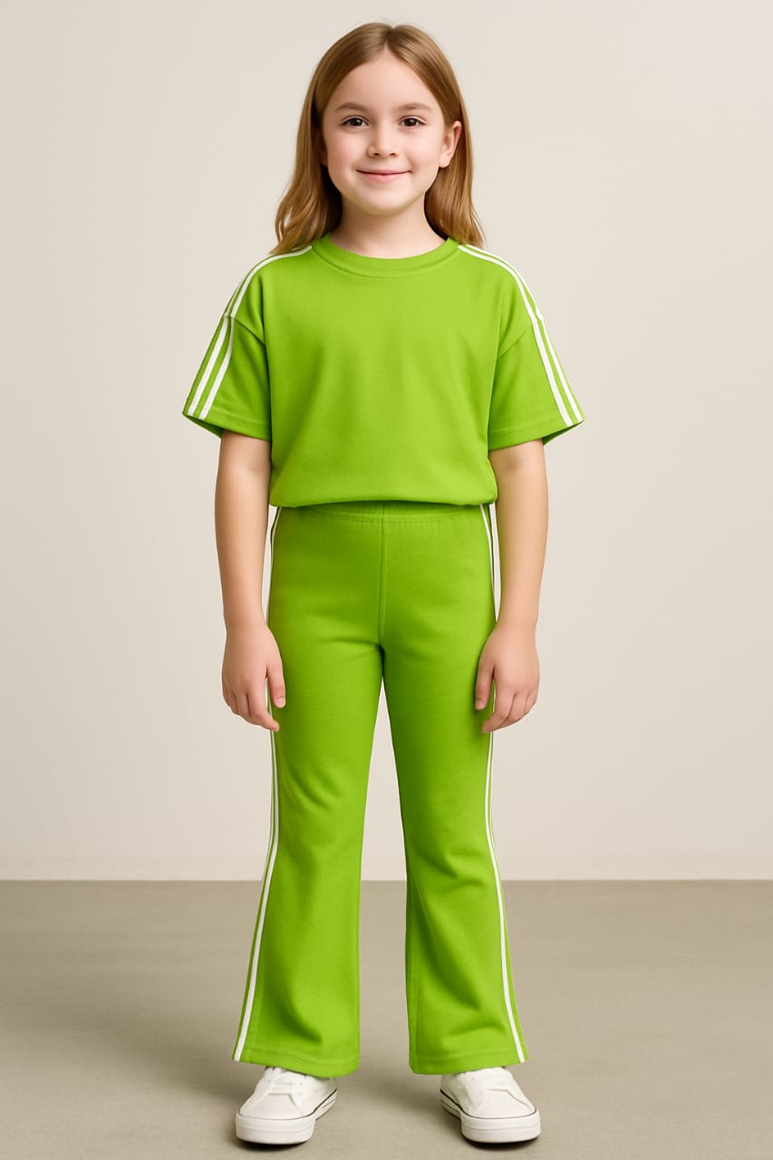 Drop shoulder shirt with bootcut pants Girls( 2 pc set )