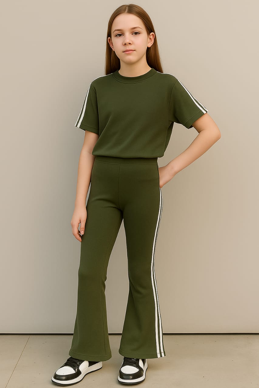 Drop shoulder shirt with bootcut pants Girls( 2 pc set )