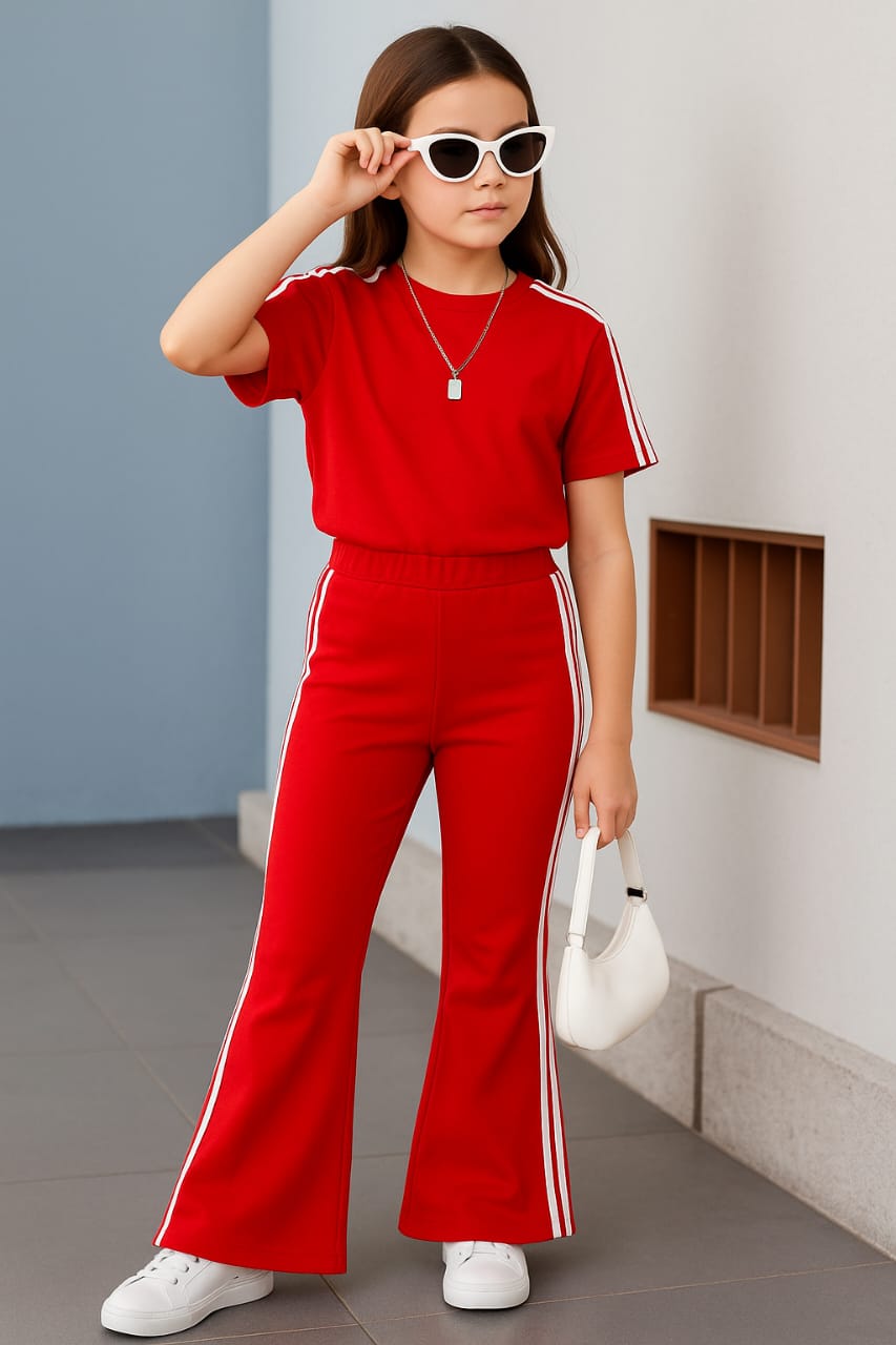Drop shoulder shirt with bootcut pants Girls( 2 pc set )