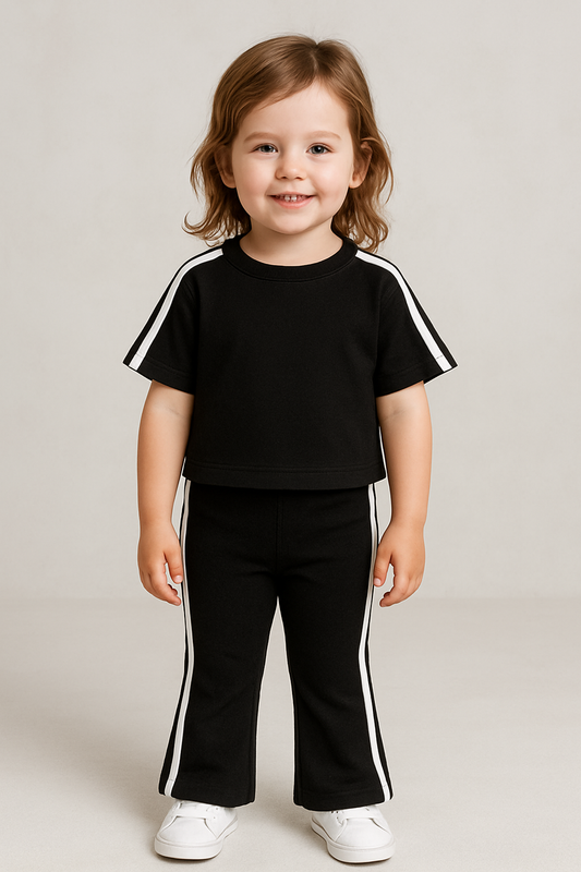 Drop shoulder shirt with bootcut pants Girls( 2 pc set )