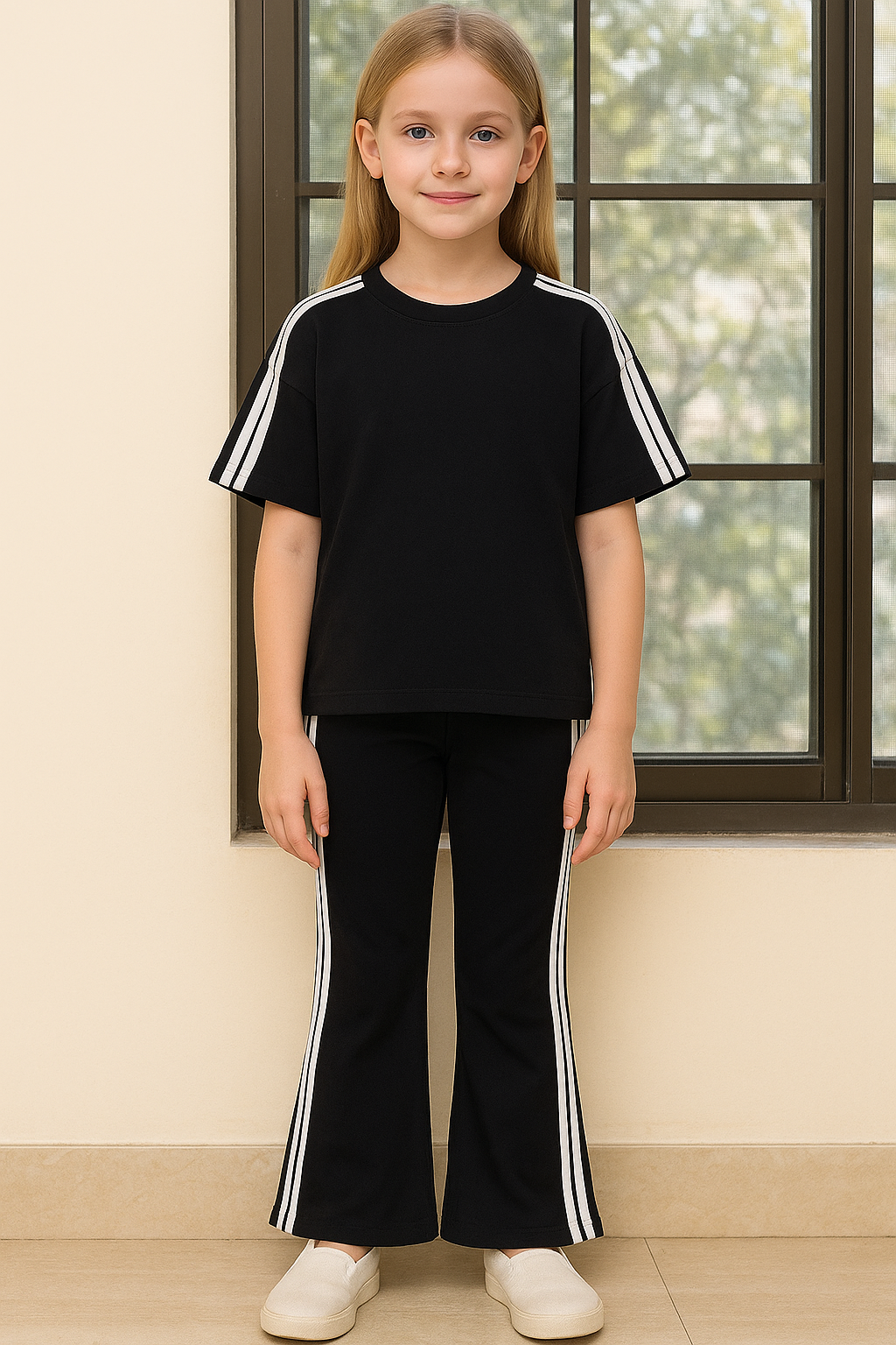Drop shoulder shirt with bootcut pants Girls( 2 pc set )